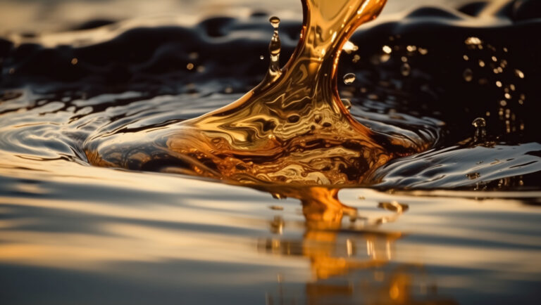 Oil pollution in water, created with Generative AI technology