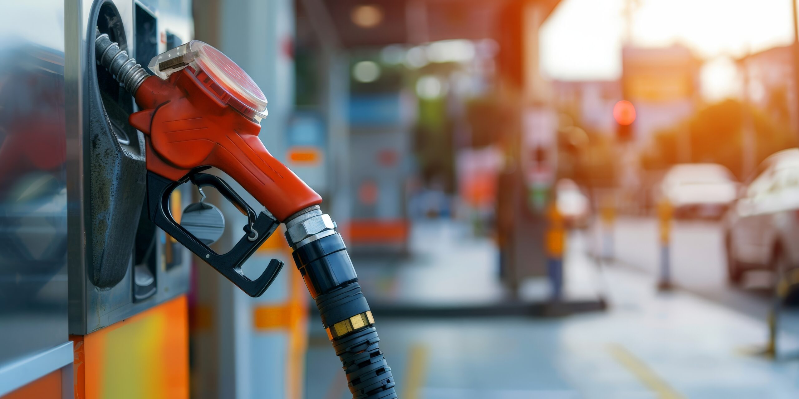 Close-up of a fuel pump at a gas station, illustrating the concept of fueling cars, energy, and transportation. High quality photo